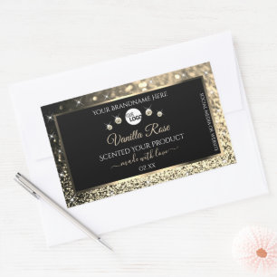 Luxurious Black Gold Glitter Product Labels Logo 