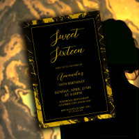 Luxurious Black & Gold Marble Sweet 16 Birthday