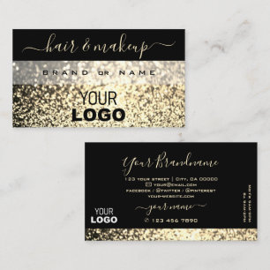 Luxurious Black Gold Sparkling Glitter with Logo Business Card