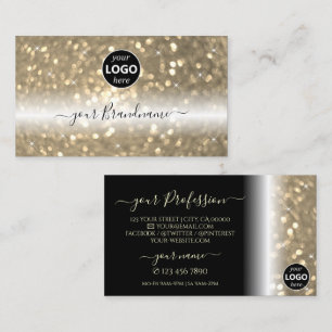 Luxurious Black Gold Sparkling Glitter with Logo Business Card