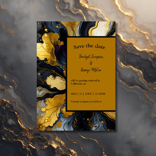 luxurious black gold wedding safe the date card