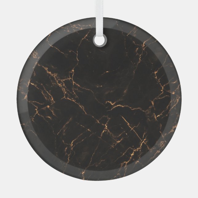 Luxurious Black Marble: Elegant Texture Glass Tree Decoration (Front)