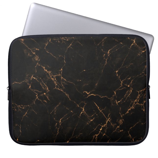 Luxurious Black Marble: Elegant Texture Laptop Sleeve (Front)