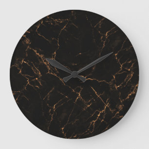 Luxurious Black Marble: Elegant Texture Large Clock