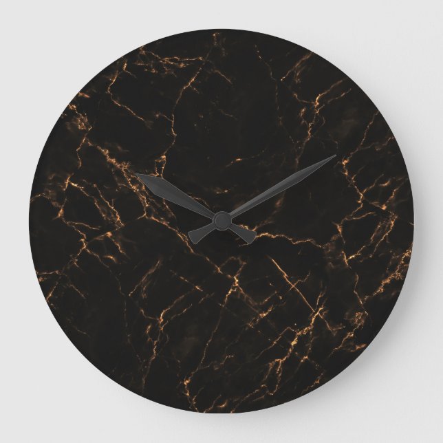 Luxurious Black Marble: Elegant Texture Large Clock (Front)