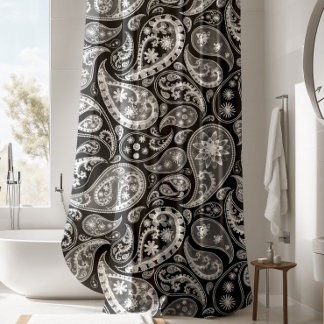 Luxurious Black Paisley Shower Curtain
