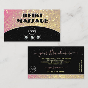 Luxurious Black Pink Gold Sparkle Glitter Add Logo Business Card