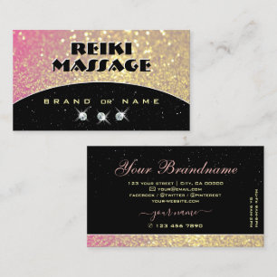 Luxurious Black Pink Gold Sparkle Glitter Shimmery Business Card