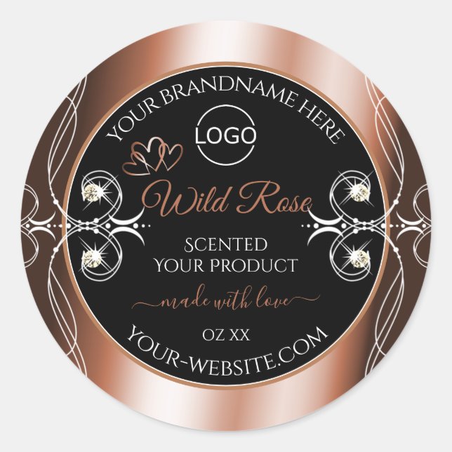 Luxurious Black Rose Gold Decor Product Label Logo (Front)