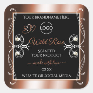 Luxurious Black Rose Gold Decor Product Label Logo