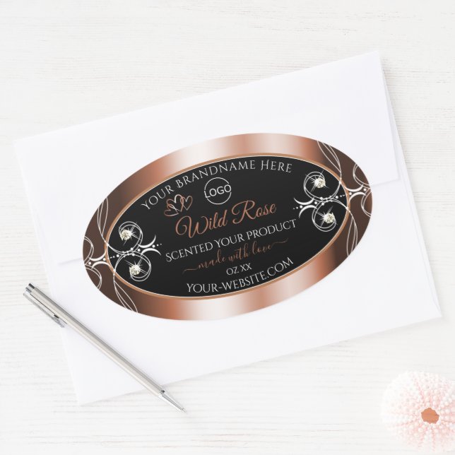 Luxurious Black Rose Gold Decor Product Label Logo (Envelope)