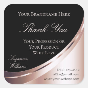 Luxurious Black Rose Gold Decor Thank You Label