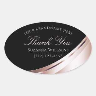 Luxurious Black Rose Gold Decor Thank You Label