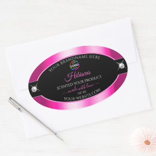 Luxurious Black Shiny Pink with Logo Product Label