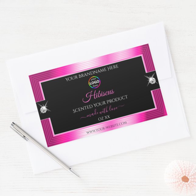 Luxurious Black Shiny Pink with Logo Product Label (Envelope)