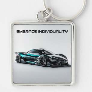 Luxurious Black Sports Car Sleek Modern Design Key Ring