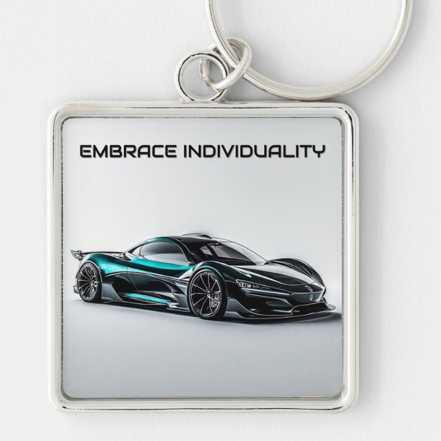 Luxurious Black Sports Car Sleek Modern Design Key Ring (Front)