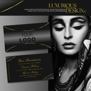 Luxurious Black with Gold Border and Logo Luxury Business Card