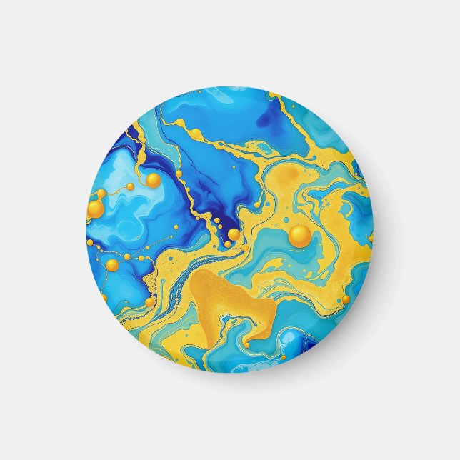 Luxurious Blue and Gold Alcohol Ink Abstract  Magnet (Front)