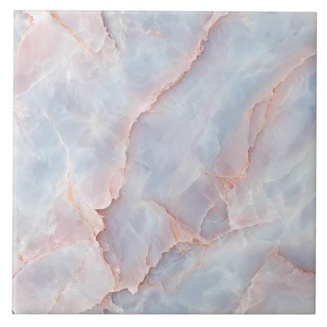 Luxurious Blue and Pink Gemstone Modern Elegant Tile (Front)
