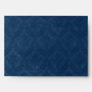 Luxurious Blue Damask: Custom Linen Wedding A-7 Envelopes