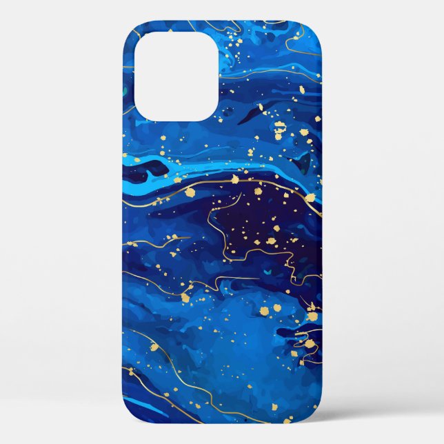 Luxurious Blue Gold Marble Texture Case-Mate iPhone Case (Back)