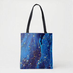 Luxurious Blue Gold Marble Texture Tote Bag