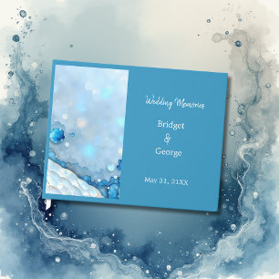 Luxurious Blue Watercolor Abstract Pearlescent Guest Book