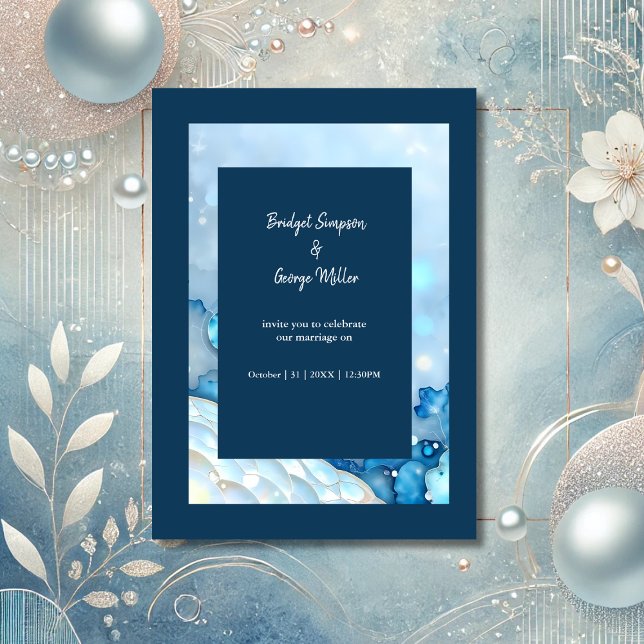 Luxurious Blue Watercolor Abstract Pearlescent Invitation (Creator Uploaded)
