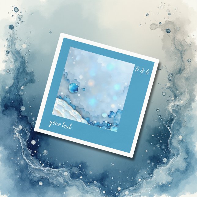 Luxurious Blue Watercolor Abstract Pearlescent Napkin (Creator Uploaded)