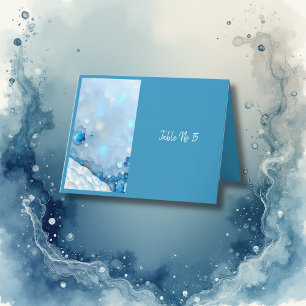 Luxurious Blue Watercolor Abstract Pearlescent Thank You Card
