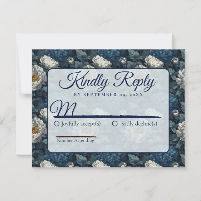 Luxurious Botanical Peonies Spring Wedding Rsvp Card (Front)