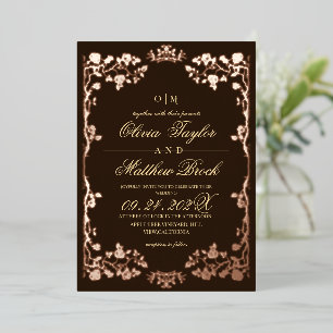 Luxurious Brown Gold Foil Floral Wedding