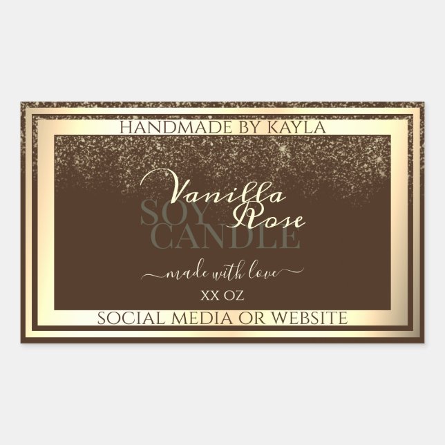 Luxurious Brown Product Packaging Label Gold Frame (Front)