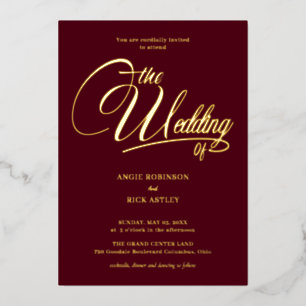 Luxurious Burgundy and Gold Foil-Stamped Wedding