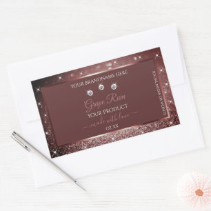 Luxurious Burgundy Sparkle Glitter Product Labels 