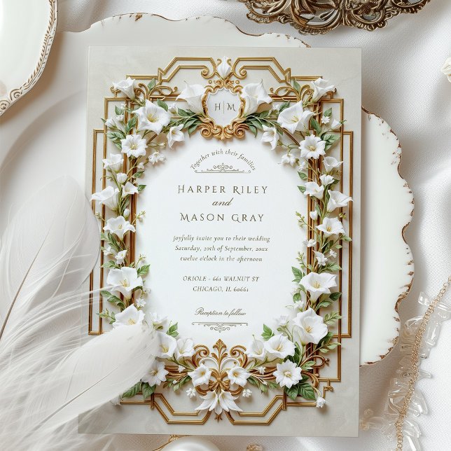 Luxurious Calla Lily with Faux Gold Wedding Invitation (Creator Uploaded)