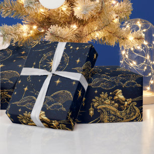 LUXURIOUS Celestial Santa Wallpaper Design Wrapping Paper