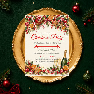 Luxurious Champagne Christmas Party Invitation