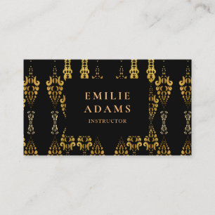 Luxurious Chic Black and Faux Gold Ornamental Business Card