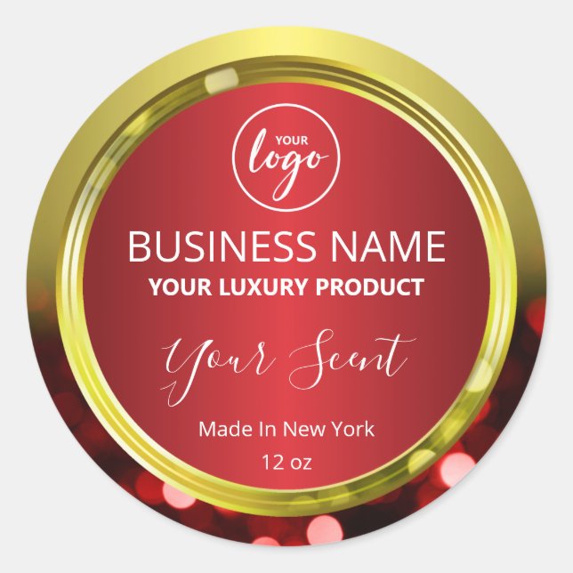 Luxurious Christmas Red And Gold Product Labels (Front)