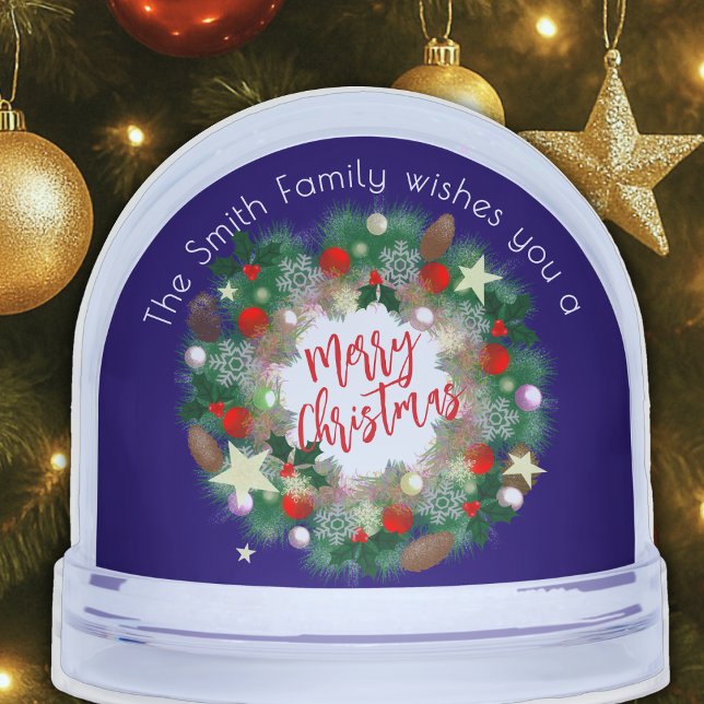 Luxurious Christmas Wreath Personalizable Gold Snowglobe (Creator Uploaded)