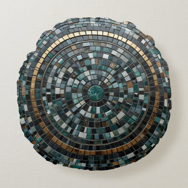 Luxurious Circular Mosaic Wall Macro Round Cushion (Front)