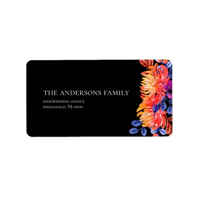 Luxurious Classy Elegant Watercolor Flowers  Label (Front)
