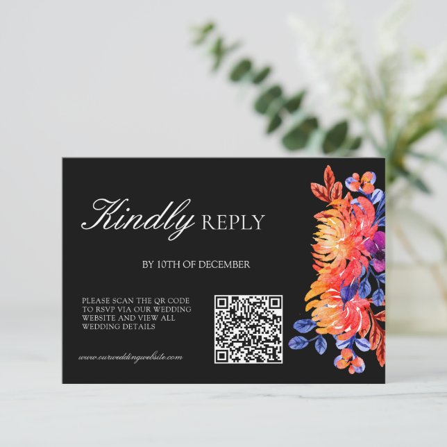 Luxurious Classy Elegant Watercolor Flowers weddin RSVP Card (Standing Front)