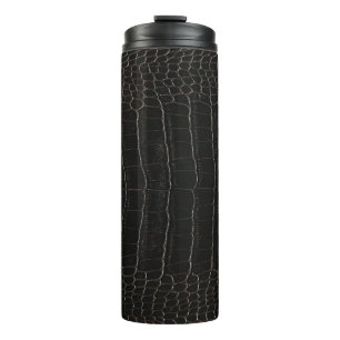 Luxurious crocodile leather: textile texture. thermal tumbler