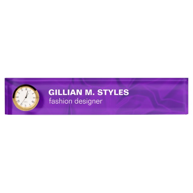 Luxurious Crushed Purple Satin Nameplate (Front)