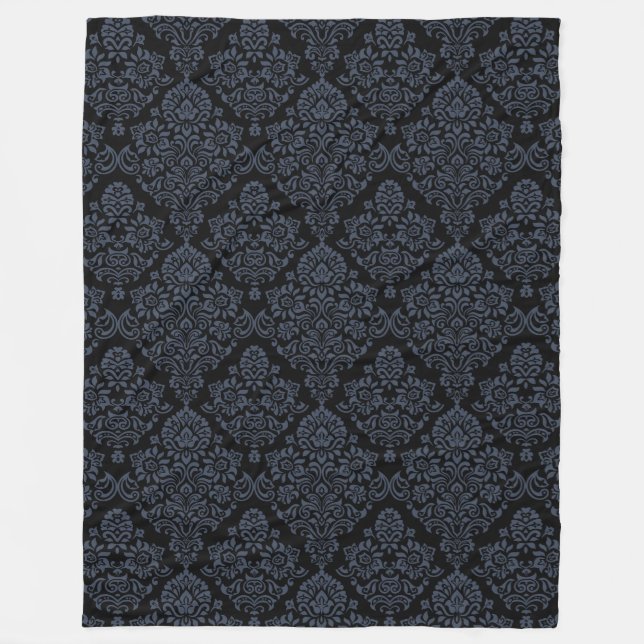 Luxurious damask pattern fleece blanket (Front)