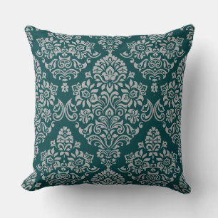 Luxurious Damask Pattern on Deep Turquoise Colour Cushion