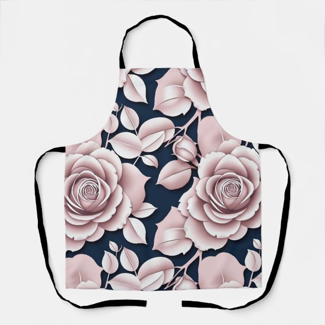 Luxurious Dark Blue Roses With White Details  Apron (Front)